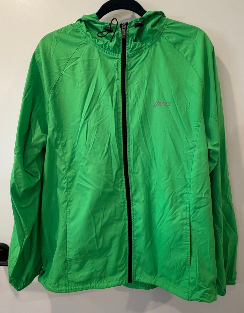 ASICS Mens Green Windbreaker Workout Running Lightweight Everyday Hiking Camping